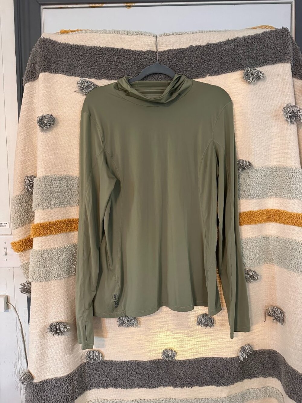 Janji Women's Sunchaser 50 Hooded Long Sleeve Running Shirt - Olive Green L